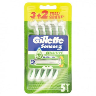 Gillette Sensor3 Sensitive Rasoio Usa E Getta - 3 + 2 Pezzi