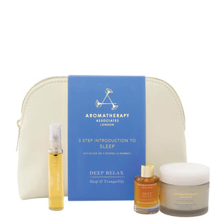 Introductie tot slaapset Aromatherapy Associates: Relax Body Butter 50 ml + Deep Relax SLS/SLES-vrije mistspray voor lichaam en lakens 10 ml + Deep Relax Reinigende en hydraterende doucheolie voor alle huidtypen 9 ml