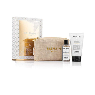 Set Balmain Professionnel: Argan Moisturizing Elixir, Olio per capelli, Nutriente, 100 ml + Crema idratante, Styling per capelli, 150 ml + Custodia in tessuto GWP, Marrone chiaro