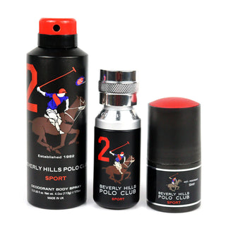 Set Beverly Hills Polo Club: 1982 - Sport 2 Eau de toilette da uomo 50 ml + 1982 - Sport 2 antitraspirante deodorante spray 175 ml + 1982 - Sport 2 antitraspirante deodorante roll-on 50 ml