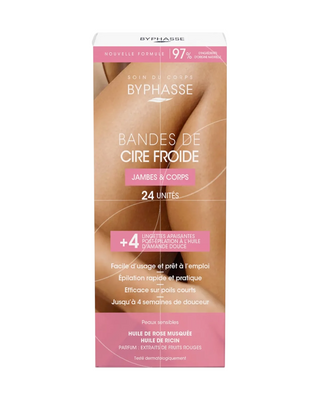 Byphasse Set, Cera Fredda, Strisce Cera Depilatoria, Per Gambe, 24 pz