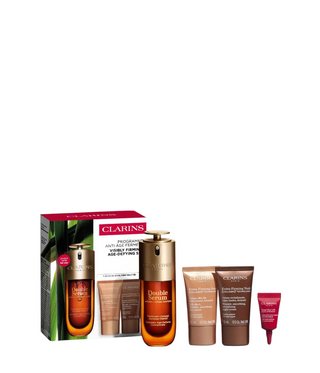 Set Clarins: Double Serum, Age-Defying, Daily, Siero, Per Viso, 50 ml + Extra-firming, Rassodante, Crema Giorno, Per Viso, 15 ml + Extra-rassodante, Collagene, Rassodante, Notte, Crema, Per Viso, 15 ml + Total Eye, Lifting, Crema Contorno Occhi, 3 ml
