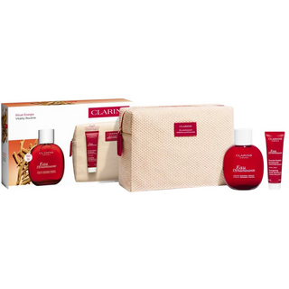 Set Clarins: Eau Dynamisante Eau De Toilette Per Donna 100 ml + Eau Dynamisante Energizzante Gel Doccia Per Tutti i Tipi di Pelle 30 ml + Clarins Pochette in Tessuto GWP Avorio