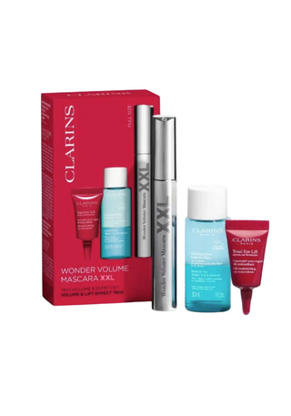 Set Clarins: Instant Eye, Lozione Struccante, 30 ml + Wonder Volume, Volumizzante, Mascara, Nero, 8 ml + Total Eye, Lifting, Crema Occhi, 3 ml