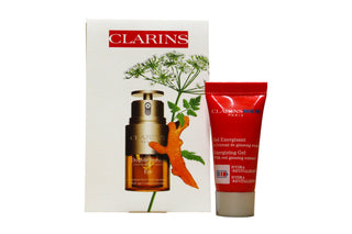 Set Clarins: Uomo, Energizzante, Giorno e Notte, Gel, Per il viso, 5 ml *Miniature + Double Eye, Anti-età, Siero occhi, 3 ml *Miniature + Custodia in tessuto GWP, Blu