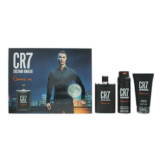 Set Cristiano Ronaldo: CR7 Game On, Eau De Toilette, per uomo, 100 ml + CR7 Game On, Gel doccia, Corpo, 150 ml + CR7 Game On, Rinfrescante, Deodorante Spray, per uomo, 150 ml