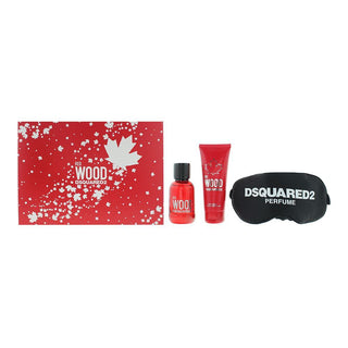 Dsquared 2 Set: Red Wood Eau De Toilette For Women 50 ml + Red Wood 2-in-1 Shower Gel and Shampoo 50 ml + Dsquared Universal Black Sleep Mask 