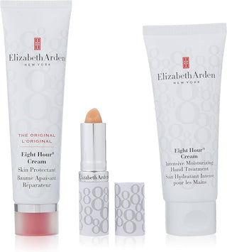 Set Elizabeth Arden: Eight Hour, Intense Moisture, Crema Mani, 30 ml + Eight Hour, Crema Protettiva, Per Viso, 50 ml + Eight Hour, Stick Protettivo Labbra, Rossetto Crema, 3 g