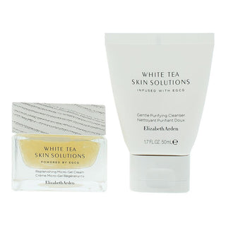 Set Elizabeth Arden: Soluzioni per la pelle al tè bianco, purificante, crema detergente, 50 ml + Soluzioni per la pelle al tè bianco, rigenerante, crema gel, per il viso, 50 ml