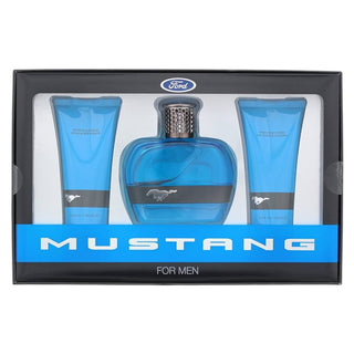 Set Ford: Mustang Blue Eau De Toilette Uomo 100 ml + Mustang Blue Balsamo Dopobarba Idratante 100 ml + Mustang Blue Bagnodoccia Idratante per Capelli e Corpo 100 ml
