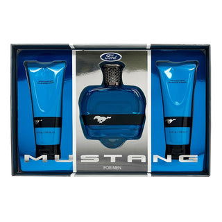 Set Ford: Mustang Blue, Eau De Toilette, per uomo, 100 ml + Mustang Blue, balsamo dopobarba idratante, 100 ml + Mustang Blue, detergente corpo idratante, per capelli e corpo, 100 ml