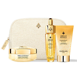 Set Guerlain: Abeille Royale, Miele, Antietà, Giorno, Crema, Per il viso, 50 ml + Abeille Royale, Olio rimpolpante, Per viso e collo, 15 ml + Abeille Royale, Schiuma detergente, 40 ml