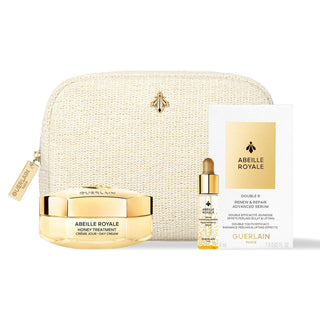 Set Guerlain: Abeille Royale, Miele, Crema anti-età, Giorno, Per il viso, 50 ml + Abeille Royale, Olio rimpolpante, Per viso e collo, 5 ml + Abeille Royale Double R, Anti-età, Giorno e notte, Siero, Per viso e collo, 0,6 ml