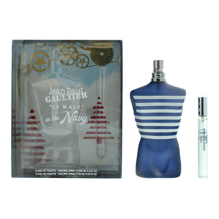Set Jean Paul Gaultier: Le Male In The Navy, Eau De Toilette, per uomo, 125 ml + Le Male In The Navy, Eau De Toilette, per uomo, 10 ml