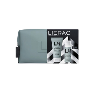 Set Lierac: Homme, idratante, balsamo dopobarba, 75 ml + Homme, idratante, schiuma da barba, 50 ml + Homme, cerniera, custodia in tessuto GWP