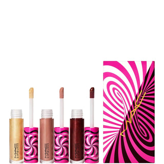 MAC Tiny Tricks Set: Optical Delusion lip gloss 24 g + Tiktalk of the Town lip gloss 24 g + Gilty of Trickery lip gloss 24 g