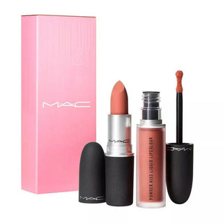 Set Powder Kiss MAC: Matte Cream Lipstick Powder Kiss Mull it Over 3g + Lip Gloss Powder Kiss Mull it Over 5ml