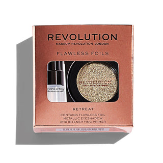 Set Makeup Revolution: Flawless Foils Vegan Eyeshadow Primer 2ml + Flawless Foils Vegan Retreat Eyeshadow Palette 2g