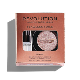 Set Makeup Revolution: Flawless Foils Vegano Primer per Ombretti 2 ml + Flawless Foils Vegano Palette di Ombretti Rival 2 g