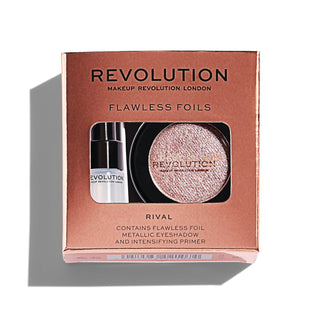 Set Makeup Revolution: Flawless Foils Vegan Eyeshadow Primer, 2ml + Flawless Foils Vegan Eyeshadow Palette, Rivale, 2g