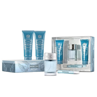 Set Nuovo Marchio: Invincible Eau De Toilette Per Uomo 100 ml + Invincible Eau De Toilette Per Uomo 10 ml + Invincible Detergente Gel Doccia Per Tutto il Corpo Tutti i Tipi di Pelle 130 ml + Invincible Gel Dopobarba 100 ml