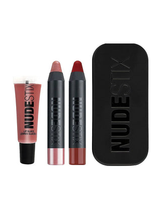 Soubor NudestixRed Hot Lips Mini Kit Royal krémová rtěnka 04 Nude 2 ml + Red Hot Lips Mini Kit Royal krémová rtěnka Posh 2,5 ml