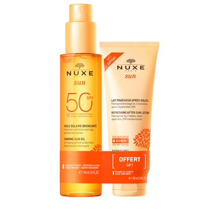 Definir Nuxe: sol, antienvelhecimento, óleo bronzeador, FPS 50, 150 ml + sol, proteção solar, loção pós-sol, 100 ml