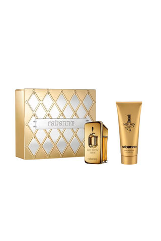 Set Paco Rabanne: Million Gold, Eau De Parfum, per donna, ricaricabile, 50 ml + Million Gold, Gel doccia, 100 ml