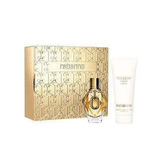 Set Paco Rabanne: Million Gold, idratante, lozione per il corpo, 100 ml + Million Gold, eau de parfum, per donna, ricaricabile, 50 ml