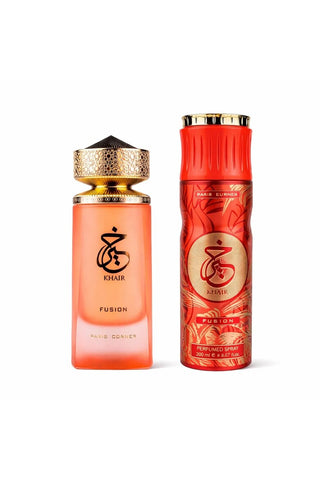 Set Paris Corner: Khair Fusion, Eau De Parfum, unisex, 100 ml + Khair Fusion, deodorante spray, per donna, 200 ml