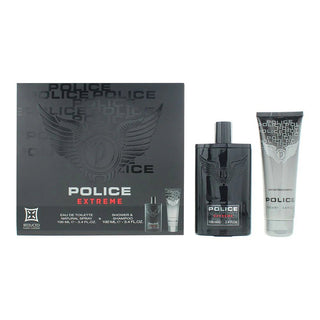 Set Police: Extreme, Eau De Toilette, per uomo, 100 ml + Extreme, gel doccia e shampoo 2 in 1, 100 ml