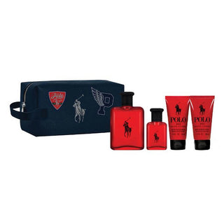 Set Ralph Lauren: Polo Red, Eau De Toilette, per uomo, 125 ml + Polo Red, Eau De Toilette, per uomo, 40 ml + Polo Red, balsamo idratante, dopobarba, 50 ml + Polo Red, gel doccia e shampoo 2 in 1, 50 ml