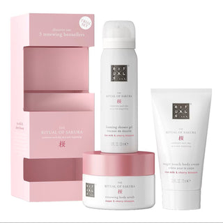 Set Rituals: The Ritual Of Sakura, Mousse Doccia, 50 ml + The Ritual Of Sakura, Scrub Corpo Ringiovanente, 125 g + The Ritual Of Sakura, Crema Corpo Idratante, 70 ml