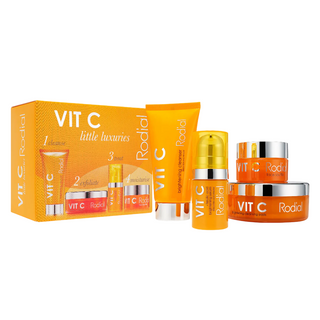 Set Rodial: Siero illuminante alla vitamina C per il viso 5 ml + Dischetti detergenti illuminanti alla vitamina C 20 pz + Soufflé illuminante alla vitamina C per il viso 10 ml + Gel detergente illuminante alla vitamina C per il viso 20 ml