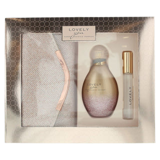 Set Sarah Jessica Parker: Lovely You, Eau De Parfum, da donna, 100 ml + Lovely You, Eau De Parfum, da donna, 10 ml + Lovely You, borsetta in tessuto, porta badge, rosa
