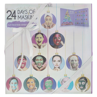 Skin treats Set, Calendario dell'Avvento 24 giorni di mascheramento, Maschera all'argilla, 24 pezzi, 192 ml