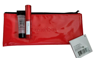 Deluxe Trial Size Set Smashbox: Super Fan Volumizing Mascara Black 5ml + Photo Finish Smoothing Liquid Primer 7.1ml + Red Fabric Bag