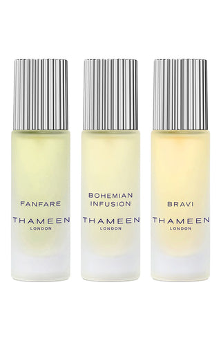 Set Thameen London: Fanfare, Acqua di Colonia, unisex, 10 ml + Bohemian Infusion, Acqua di Colonia, unisex, 10 ml + Bravi, Estratto di profumo, unisex, 10 ml