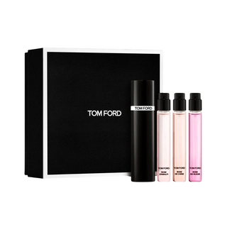 Set Tom Ford: Rose De Russia, Eau De Parfum, da donna, 10 ml + Rose De Chine, Eau De Parfum, da donna, 10 ml + Rose D'Amalfi, Eau De Parfum, da donna, 10 ml + Custodia atomizzatore ricaricabile, Nero