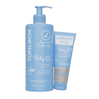 Topicrem Set Topiccrem: Baby, Ultra-idratante, Latte Corpo, 500 ml + Baby, Detergente, Gel Doccia, 75 ml