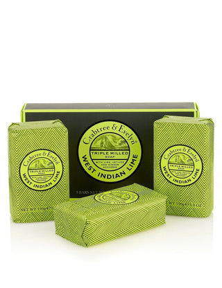 Conjunto de trío Crabtree & Evelyn Jabón energizante de lima de las Indias Occidentales 3 piezas 150 g
