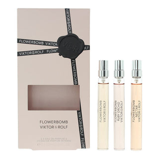 Set Viktor & Rolf: Flowerbomb Ruby Orchid, Eau De Parfum, da donna, 10 ml + Flowerbomb Nectar, Eau De Parfum, da donna, 10 ml + Flowerbomb, Eau De Parfum, da donna, 10 ml