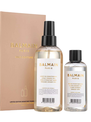 Signature Foundation Ginger Set Balmain Professionnel: Elisir idratante all'Argan, Olio per capelli, Nutriente, 100 ml + Olio di Argan, Balsamo senza risciacquo per capelli, Per idratare/districare e lucidare, 200 ml