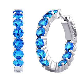Silvego Luxurious Silver Hoop Earrings with Blue Zirconia Mw02722Elb 