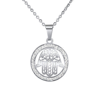 Silvego Collana In Acciaio Con Ciondolo A Forma Di Mano Di Fatima Con Cristallo Kmm39914N