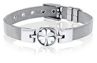 Silvego Steel Bracciale with four-leaf clover KMM111134
