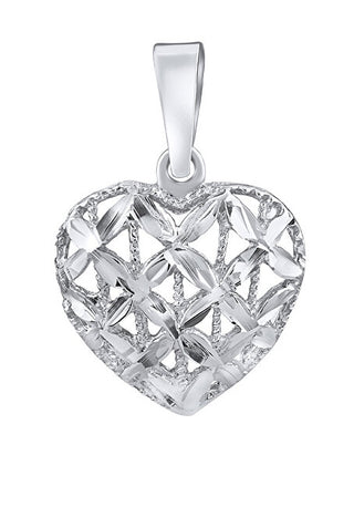 Silvego Romantic Heart-Shaped Pendant in White Gold Silvegob15003Gw 