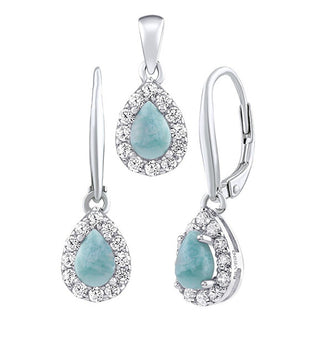 Silvego Set Di Gioielli In Argento Eureka Con Larimar - Orecchini E Pendente Jjj1393Lr