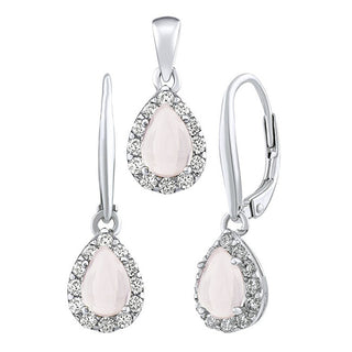 Silvego Set Di Gioielli In Argento Eureka Con Rosa - Orecchini E Pendente Jjj1393Sro