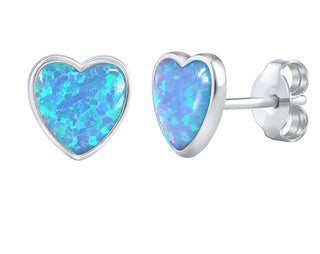 Silvego Orecchini A Cuore Con Opali Sintetici Blu Lps0857B